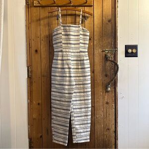 Striped Jumpsuit in Cream and Navy Women’s Size Small